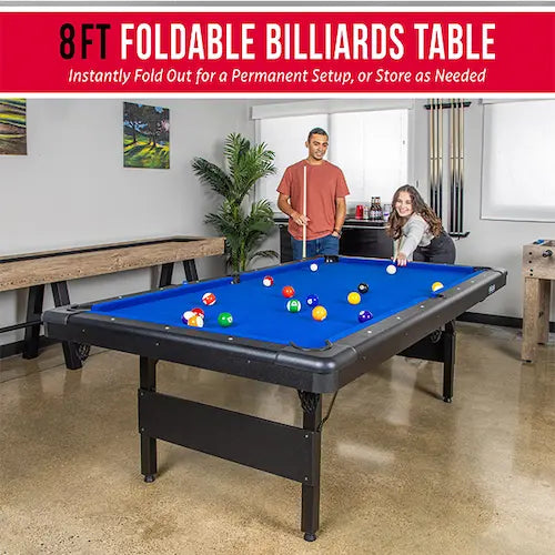 GoSports Portable Foldable Billiards Table – 6ft / 7ft / 8ft. Ready-to-Play Complete Set