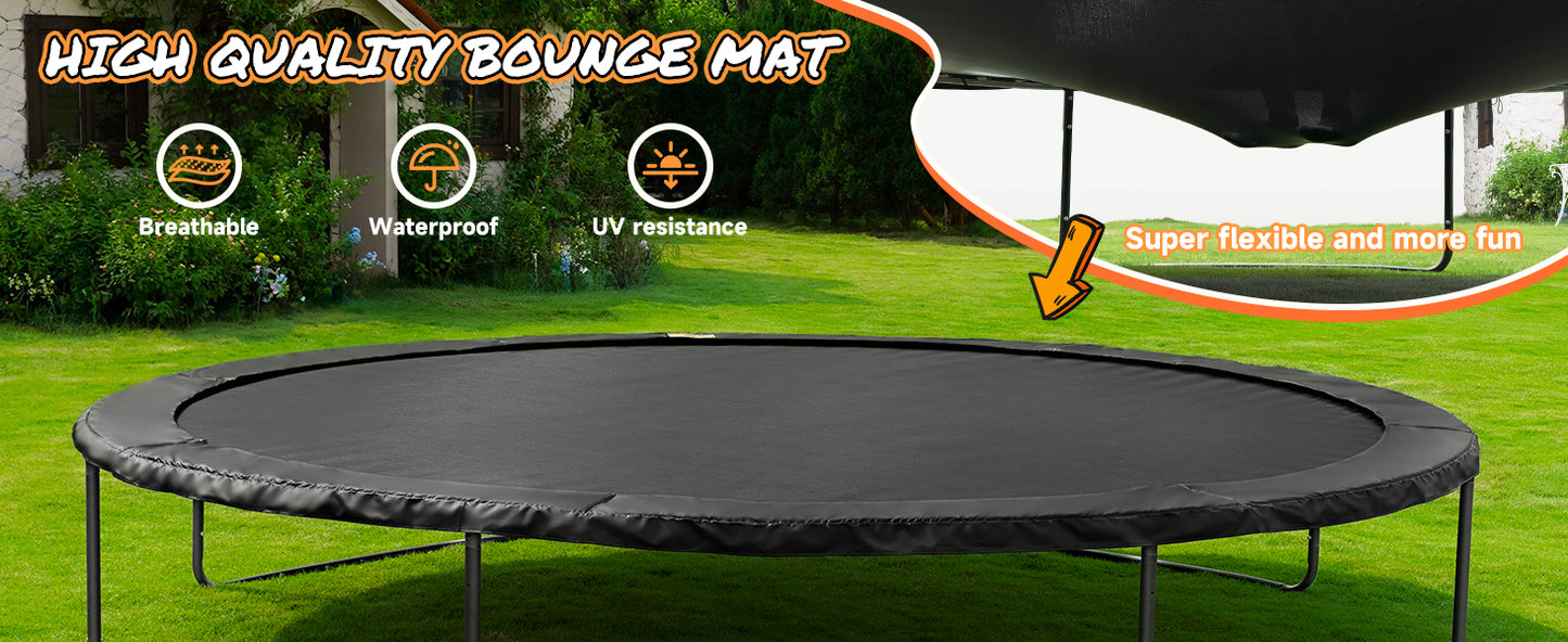 10FT 12FT 14FT  Outdoor Trampoline with Enclosure Net, Heavy Duty Yard Trampolines, ASTM Approval Recreational Trampolines for Kids and Adults