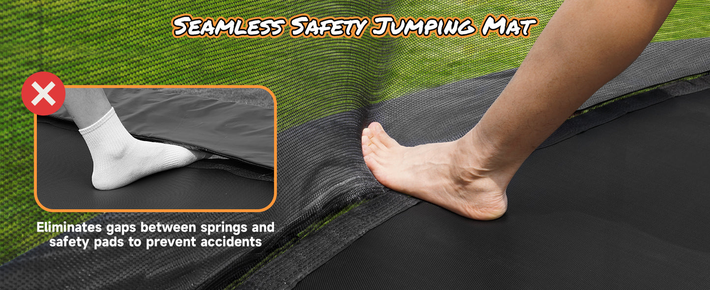 10FT 12FT 14FT  Outdoor Trampoline with Enclosure Net, Heavy Duty Yard Trampolines, ASTM Approval Recreational Trampolines for Kids and Adults