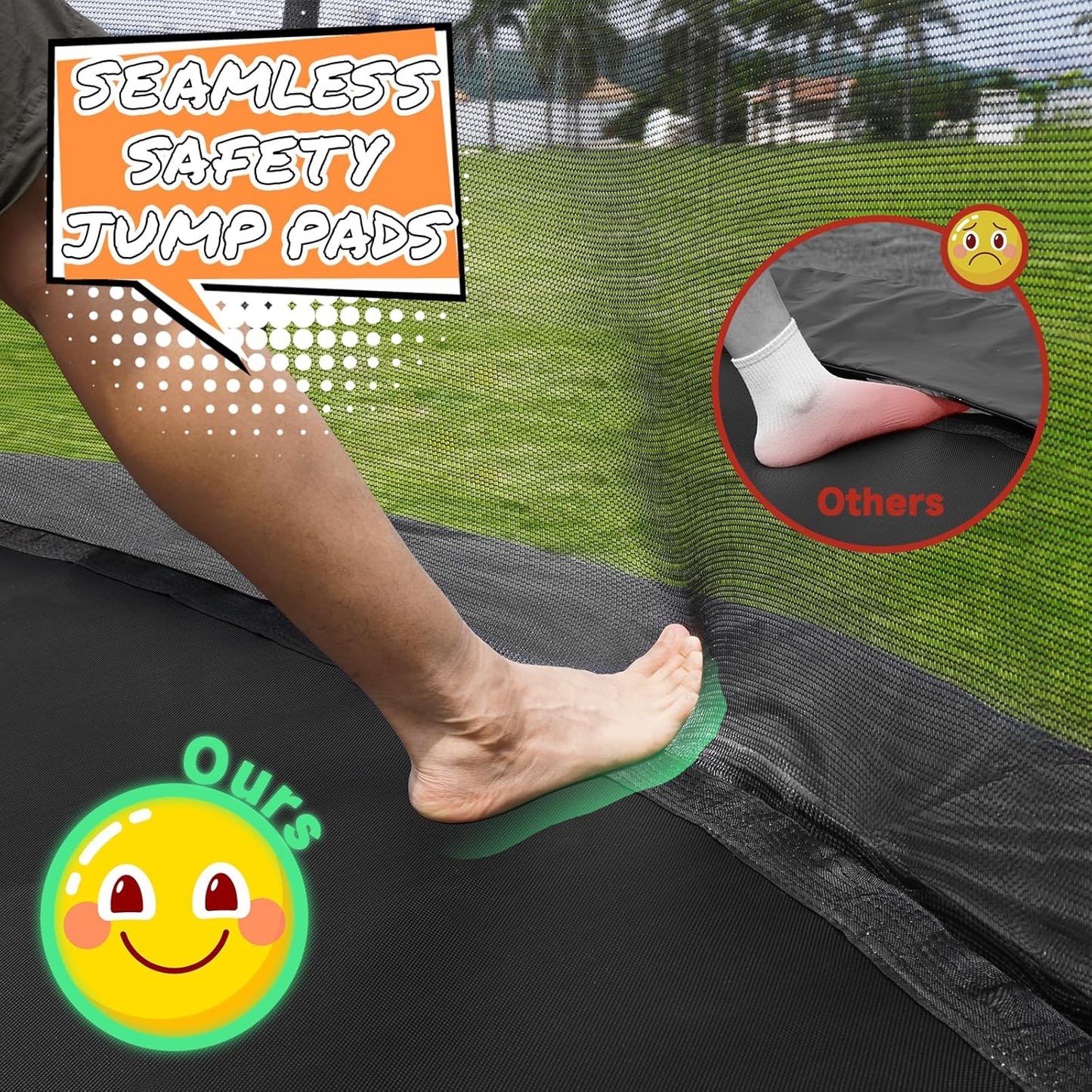 10FT 12FT 14FT  Outdoor Trampoline with Enclosure Net, Heavy Duty Yard Trampolines, ASTM Approval Recreational Trampolines for Kids and Adults