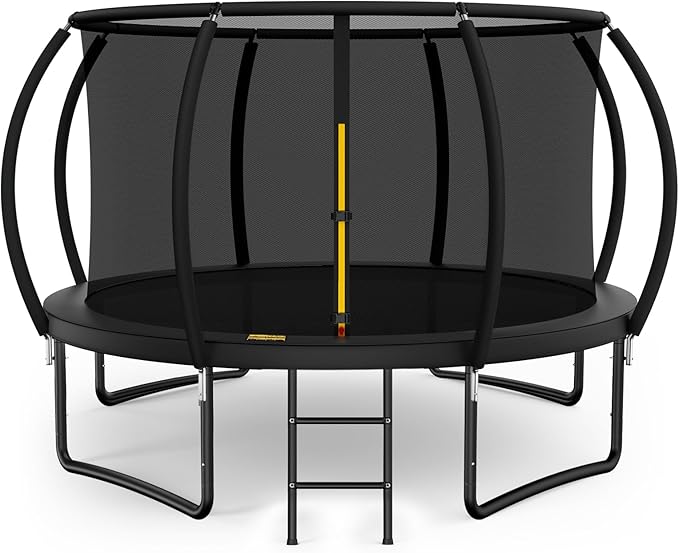 10FT 12FT 14FT  Outdoor Trampoline with Enclosure Net, Heavy Duty Yard Trampolines, ASTM Approval Recreational Trampolines for Kids and Adults