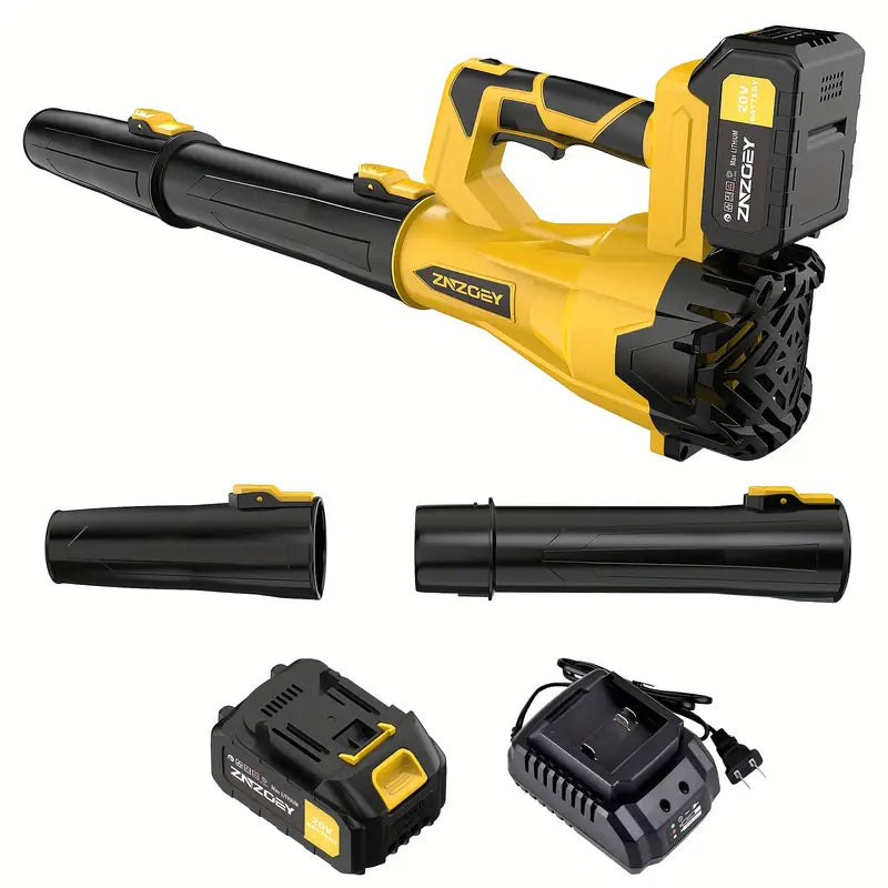 High Power Cordless Leaf Blower with 4.0Ah Batteries, 580CFM/160MPH, 6 Speed Levels & Extension Nozzle - Ergonomic Non-Slip Handle, Lightweight Design for Lawn Care, Yard, Snow, Pet Hair, Ideal Father's Day Gift, Best for Christmas