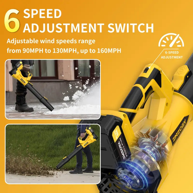 High Power Cordless Leaf Blower with 4.0Ah Batteries, 580CFM/160MPH, 6 Speed Levels & Extension Nozzle - Ergonomic Non-Slip Handle, Lightweight Design for Lawn Care, Yard, Snow, Pet Hair, Ideal Father's Day Gift, Best for Christmas
